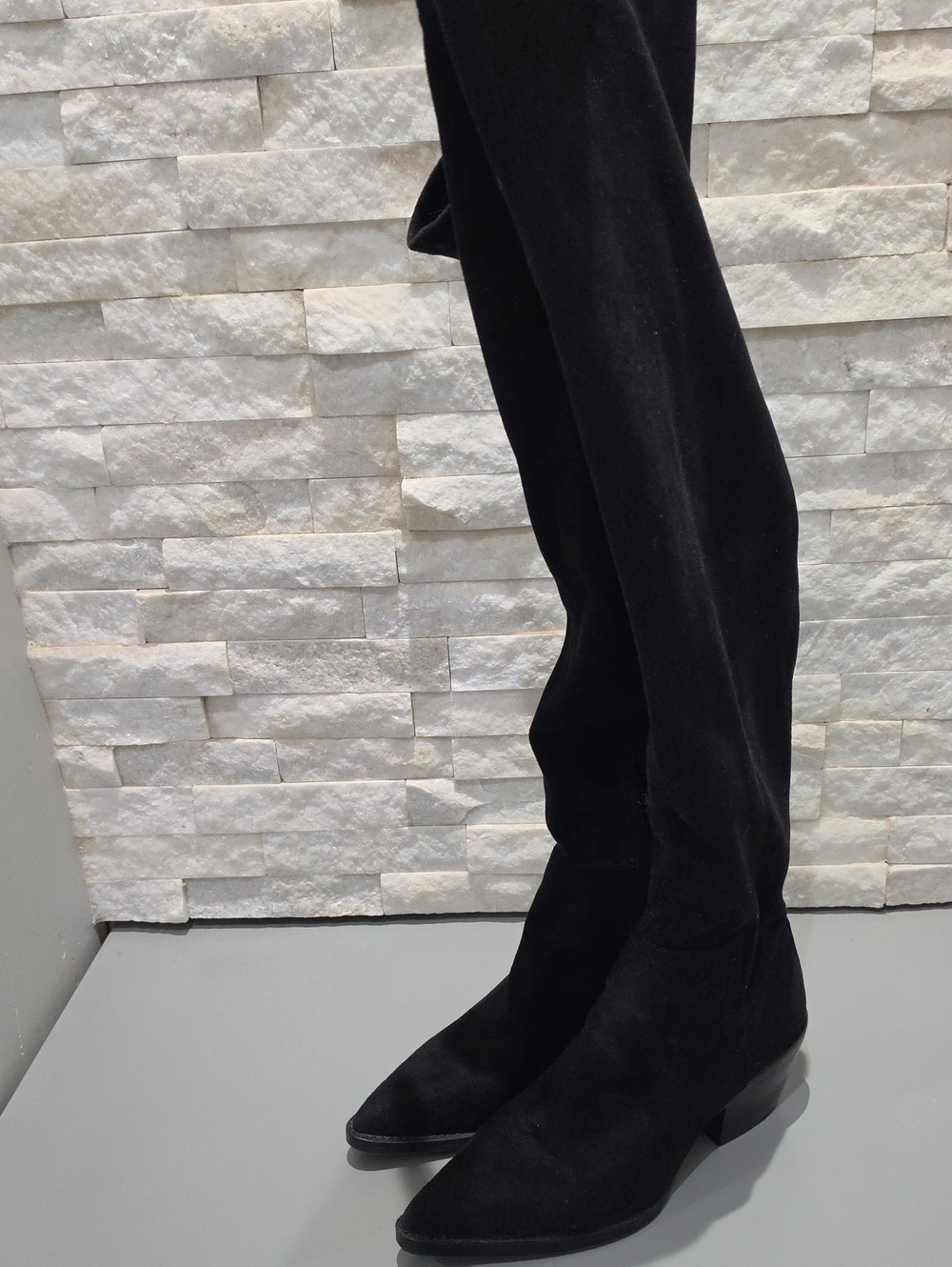 Gianni Bini Black Suede Over-the-Knee Pointed-Toe Boots